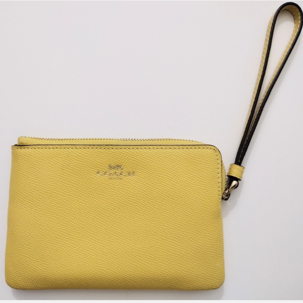 Coach Soft Yellow and Gold Logo Wristlet Clutch - Picture 16 of 16